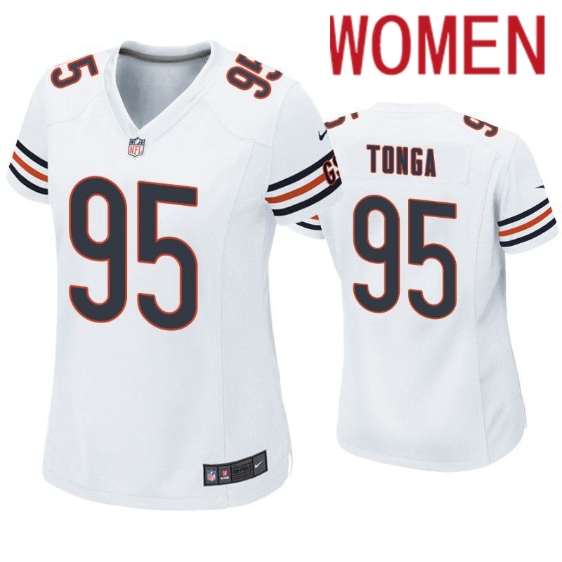 Women Chicago Bears #95 Khyiris Tonga Nike White Game NFL Jersey